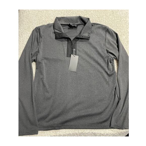 NWT Encore Boston Harbor Men's Sz S Mock Neck Quarter Zip Long Sleeve Shirt Gray - Picture 1 of 6